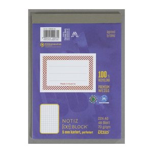 Ursus® Notizblock OE DIN A6 kariert, 1 Block