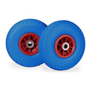 relaxdays Sackkarrenräder luftbereift blau, rot Vollgummi Felgen, Achse 2,0 cm