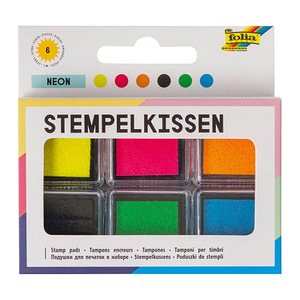 folia Stempelkissen neon gelb, pink, orange, schwarz, grün, blau 6x 2,4 x 2,4 cm, 1 Pack