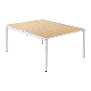 PAPERFLOW easyDesk Doppelschreibtisch buche rechteckig, 4-Fuß-Gestell weiß 140,0 x 166,0 cm