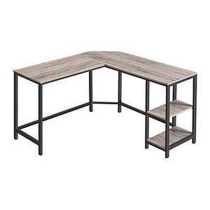 VASAGLE Schreibtisch greige L-Form, 8-Fuß-Gestell schwarz 88,0 / 138,0 x 49,0 cm