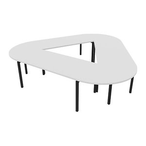 Quadrifoglio Konferenztisch Idea+ weiß Trapezform, Vierkantrohr grau, 320,0 x 298,0 x 74,0 cm