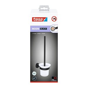 tesa WC-Garnitur MOON schwarz, Glas Metall, 1 St.