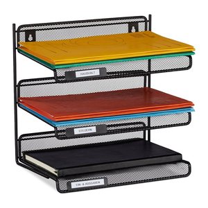 relaxdays Briefablagen-System schwarz, 3 Fächer