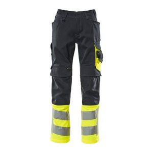 MASCOT® unisex Warnschutzhose Leeds schwarzblau, gelb Größe 44