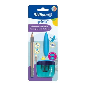 Pelikan griffix® Starter Bleistift-Set B silber mit Radierer, 1 Set