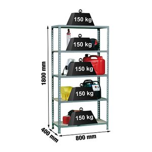 Simonrack Schwerlastregal MADERCLICK MINI 8435104937273 grau 80,0 x 40,0 x 180,0 cm