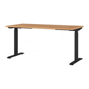 GERMANIA JET höhenverstellbarer Schreibtisch grandson-eiche rechteckig, T-Fuß-Gestell schwarz 160,0 x 80,0 cm