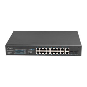 LANBERG Switch 16-Port PoE+/2x1Gb/1xSFP 10/19" unmanag. 150W