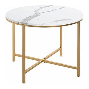HAKU Möbel Beistelltisch rund MDF-Platte gold-weiß 60,0 x 60,0 x 45,0 cm, 1 St.