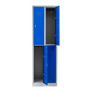 Gürkan Spind lichtgrau, enzianblau 105932, 4 Schließfächer 60,0 x 50,0 x 195,0 cm