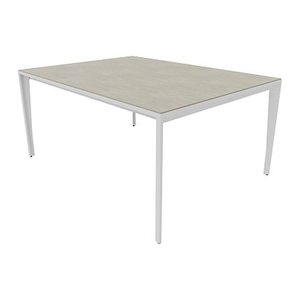Quadrifoglio Konferenztisch X5 beton rechteckig, Vierkantrohr weiß, 160,0 x 120,0 x 75,0 cm