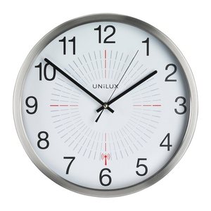 unilux Funkwanduhr Outdoor weiß grau Aluminium, Ø 35,5 cm