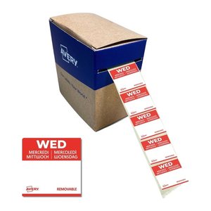 AVERY Zweckform Mittwoch Tagesetiketten weiß 25,0 x 25,0 mm, 1.000 St.