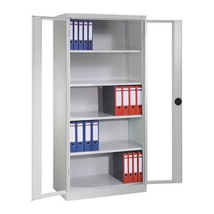 CP Stahlschrank 8921-055 S10325 lichtgrau, Acrylglas 4 Fachböden 93,0 x 50,0 x 195,0 cm, aufgebaut, 1 St.
