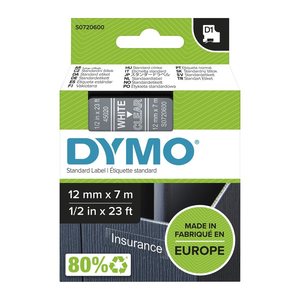 DYMO Schriftband D1 S0720600, 12 mm, weiß auf transparent, 1 St.