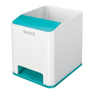LEITZ Stiftehalter WOW Duo Colour perlweiß/eisblau Polystyrol 2 Fächer 9,0 x 10,1 x 10,0 cm