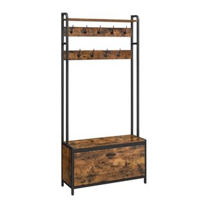 VASAGLE Garderobenbank mit Haken HSR405B01 weiß, eiche Metall 85,0 cm