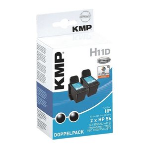 KMP H11D schwarz Druckerpatronen kompatibel zu HP 2x 56 (C9502AE)