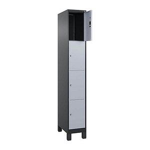 CP Schließfachschrank Classic Plus schwarzgrau, weißaluminium 080010-104 S10034, 4 Schließfächer 30,0 x 50,0 x 195,0 cm