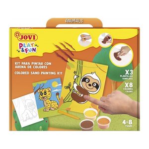 JOVI Bastelset Play & Fun Sand Painting Kit Animals mehrfarbig