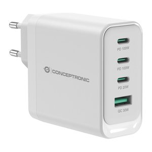 CONCEPTRONIC Ladegerät 4Port GaN 3xUSB-C/1xA100WPD3.0/PPS ws