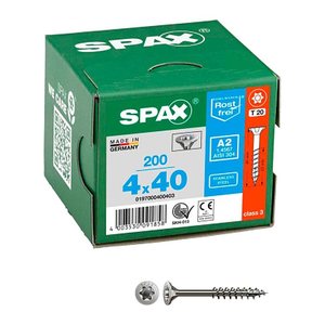 SPAX® Universalschrauben T20 Senkkopf Edelstahl A2 0197000400403 4 mm x 40 mm, 200 St.