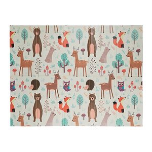 relaxdays Spielmatte Waldtiere weiß/bunt 195,0 x 150,0 cm