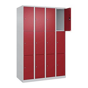 CP Schließfachschrank Classic Plus lichtgrau, rubinrot 080000-403 S10001, 12 Schließfächer 120,0 x 50,0 x 185,0 cm