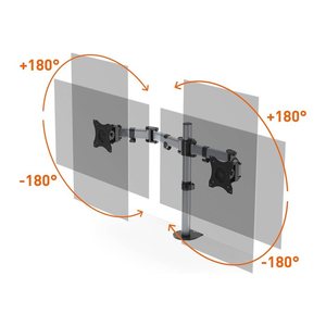 DURABLE Monitor-Halterung SELECT 509523 silber für 2 Monitore, Tischklemme, Tischbohrung