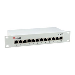 Equip 10" Patchpanel 12xRJ45 Cat6 FTP 1U 250MHz RAL7035