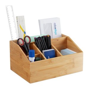 relaxdays Schreibtisch-Organizer braun Bambus 6 Fächer 28,0 x 19,5 x 14,0 cm