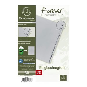 Exacompta Ordnerregister DIN A5 Halbformat A-Z grau 20-teilig, 1 Satz