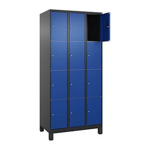 CP Schließfachschrank Classic Plus enzianblau, schwarzgrau 080010-304 S10038, 12 Schließfächer 90,0 x 50,0 x 195,0 cm