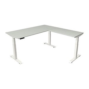 Kerkmann Move 4 elektrisch höhenverstellbarer Schreibtisch lichtgrau rechteckig, T-Fuß-Gestell weiß 180,0 x 180,0 cm