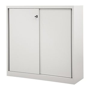 BISLEY Schiebetürenschrank ECO, SD12112S645 lichtgrau 2 Fachböden 120,0 x 43,0 x 118,1 cm