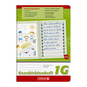 BRUNNEN Geschichtenheft Lineatur 1G liniert DIN A5 ohne Rand, 16 Blatt, 1 St.