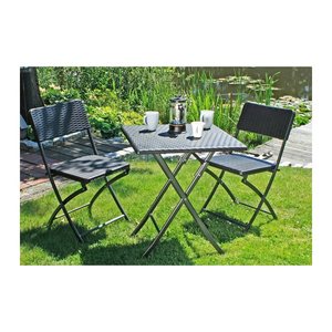 Garden Pleasure Sitzgruppe Ventana, schwarz Kunststoff, Metall, 3-teilig