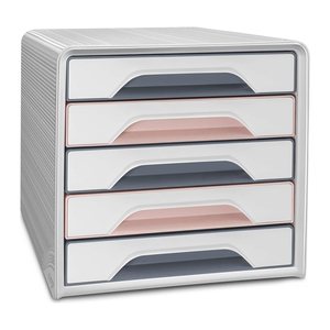 cep Schubladenbox Smoove  weiß/grau/rosa 1071111681, DIN A4 mit 5 Schubladen, 1 St.