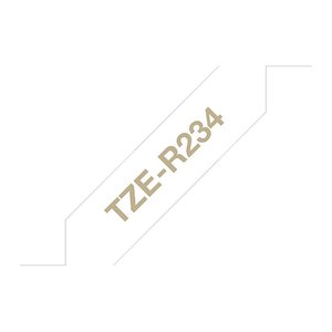brother Textil-Schriftband TZe-R234 TZER234, 12 mm, gold auf weiß, 1 St.