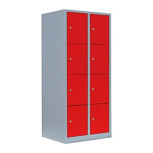 LÜLLMANN Schließfachschrank feuerrot, lichtgrau 523424, 8 Schließfächer 80,0 x 50,0 x 180,0 cm