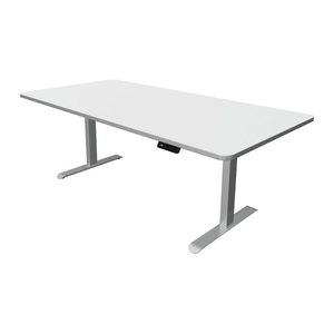 Kerkmann Move 3 Premium elektrisch höhenverstellbarer Schreibtisch weiß rechteckig, T-Fuß-Gestell silber 160,0 x 80,0 cm