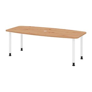HAMMERBACHER Konferenztisch KT22C asteiche Tonnenform, Rundrohr weiß, 220,0 x 83,0/103,0 x 72,0 - 74,0 cm