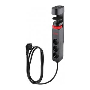 IOIO SL 3000 3-fach Tischsteckdose 1,5 m schwarz mit USB-Buchse