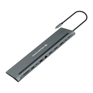 CONCEPTRONIC 12-1 Dock USB-C->2xHDMI/3xUSB-A/DP/+ 18cm gr