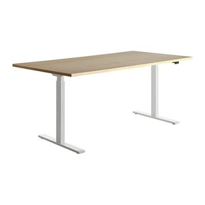 Topstar E-Table elektrisch höhenverstellbarer Schreibtisch ahorn rechteckig, T-Fuß-Gestell weiß 180,0 x 80,0 cm