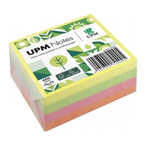 UPM Notes Brilliantmix Haftnotizen doppelte Haftung farbsortiert, 1 Würfel