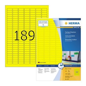 HERMA Etiketten 4237 gelb 25,4 x 10,0 mm, 100 Blatt