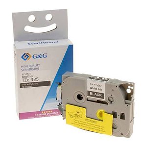 G&G Schriftband ersetzt Brother TZe-335 15558, 12 mm, weiß auf schwarz, 1 St.