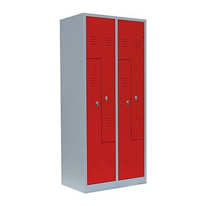 LÜLLMANN Z-Spind feuerrot, lichtgrau 525114, 4 Schließfächer 80,0 x 50,0 x 180,0 cm